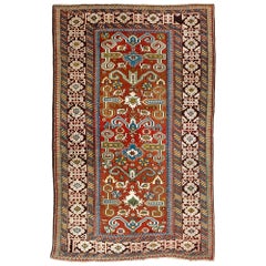 3.5x5.4 Ft Antique Caucasian Perepedil Rug, Circa 1890