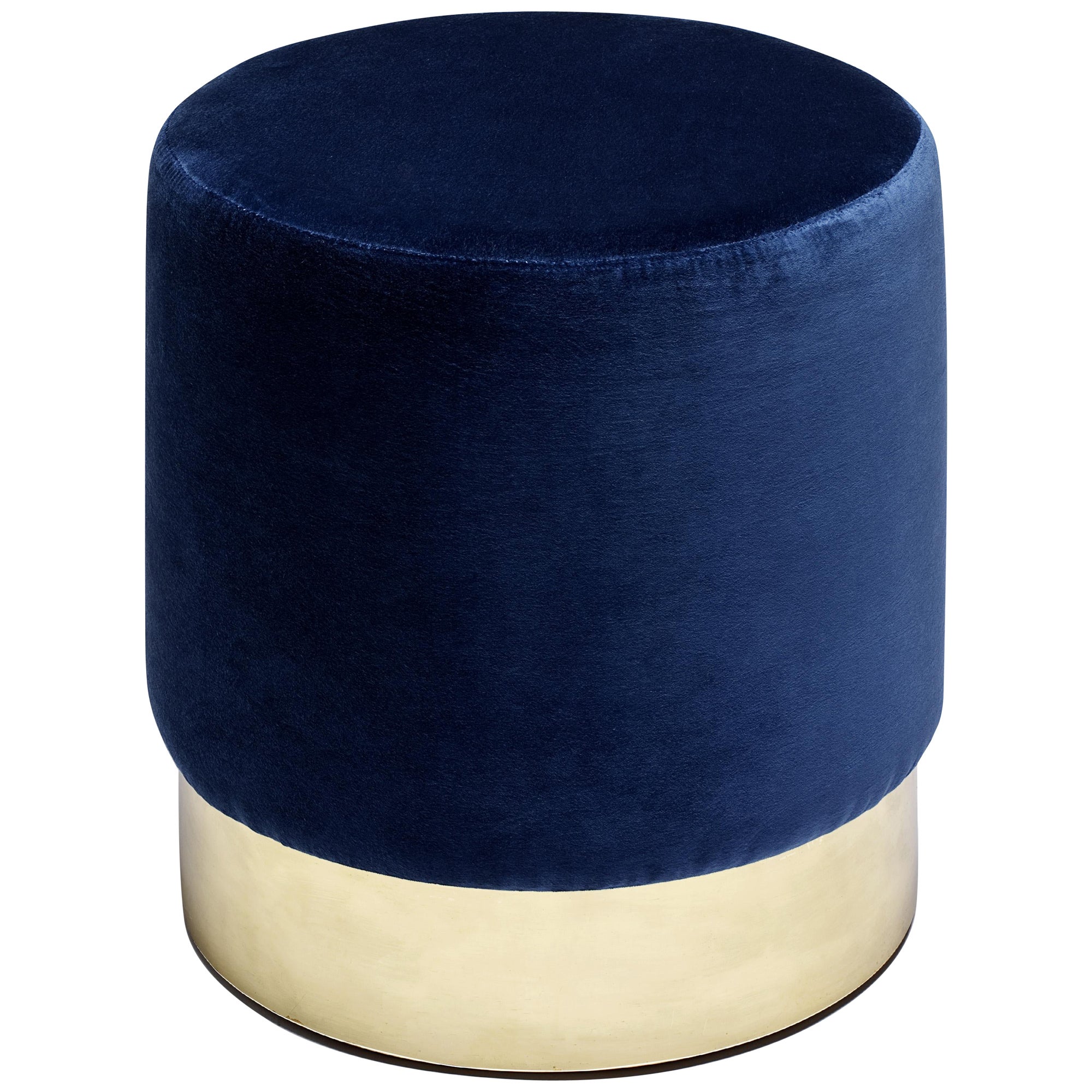 Lune C Stool, Velvet Upholstery and Polished Brass, Handcrafted by Duistt