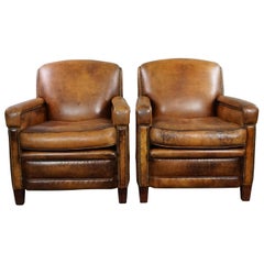 Set of two sheep leather design armchairs/armchairs