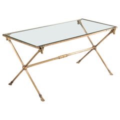 1940s Art Deco brass and glass coffee table from France
