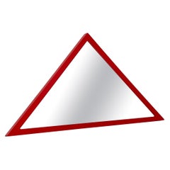 Miroir à cadre rouge triangulaire d'Anna Castelli Ferrieri pour Kartell, 1980