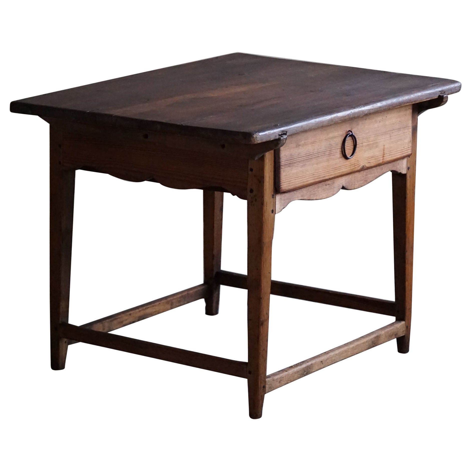 Primitive Hand Crafted Writing Desk in Pine, Made by a Swedish Carpenter, 1800s 
