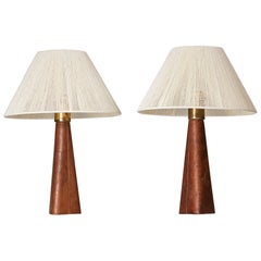 Set of Two Leather Table Lamps by Lisa Johansson-Pape for Stockmann/Orno, 1950s 