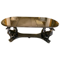 Outstanding Mid -Century Bronze and Belgian Black Marble Dining or Center Table 