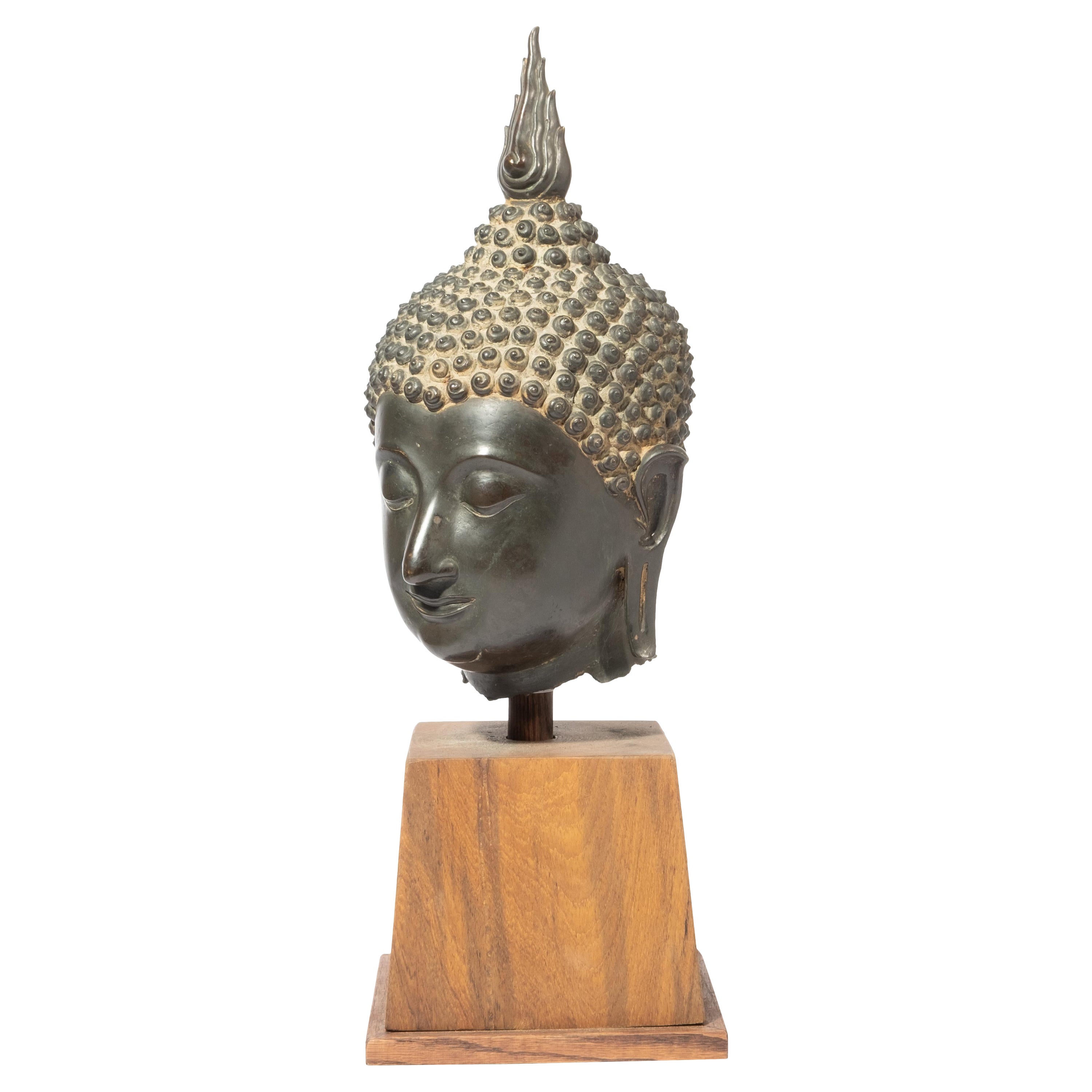 Early Thai Sukhothai Bronze Buddha Head