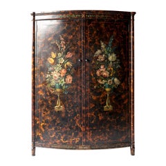 Used Venetian Faux Tortoiseshell And Floral Painted Wardrobe