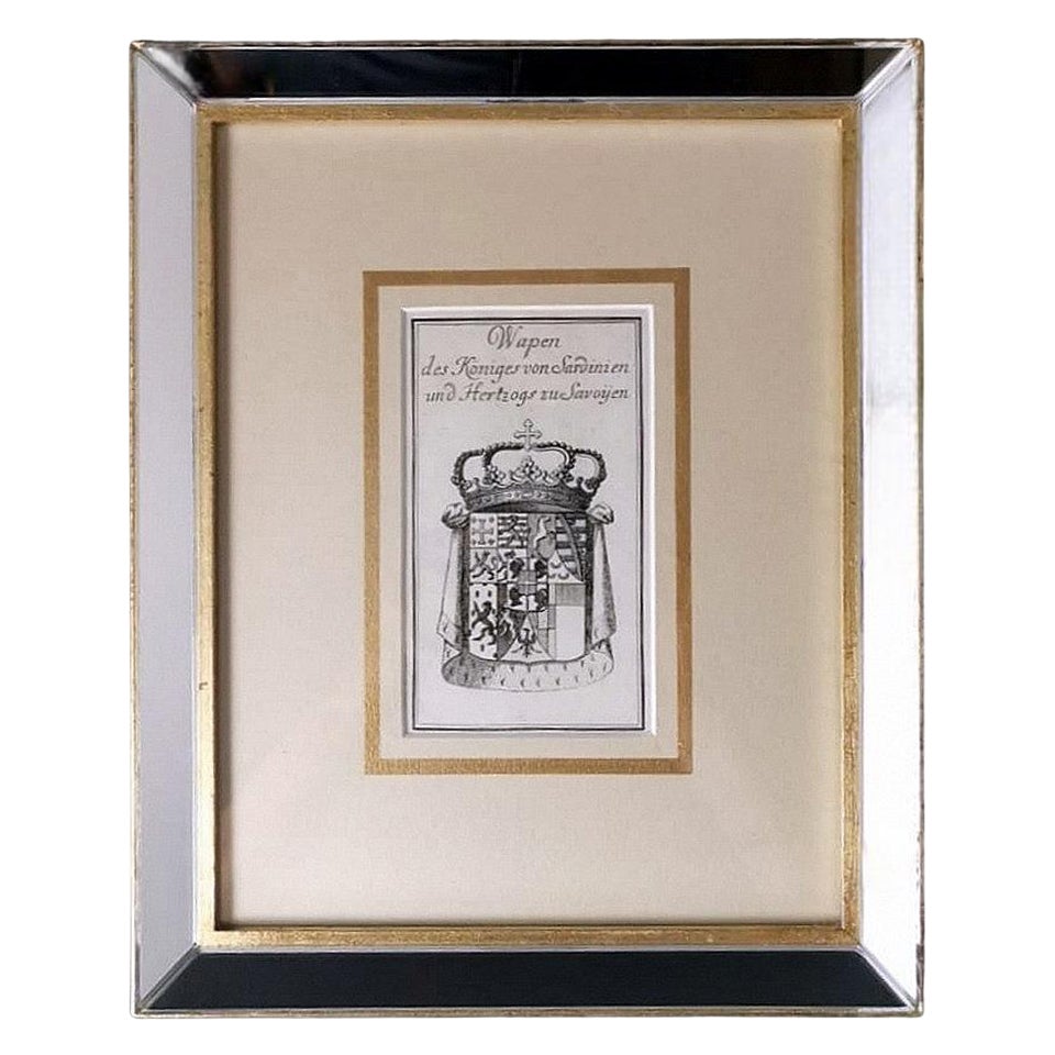 Mirror frame Dutch print Coat of Arms of the King of Sardinia and Duke of Savoy