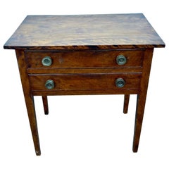 Antique 19th Century Flame Birch Two Drawer Side Table