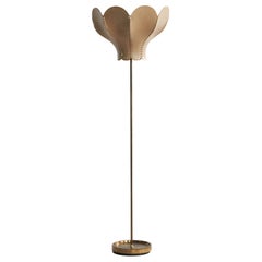 Fagerhults Belysning, Floor Lamp, Brass, Leather, Sweden, 1960s