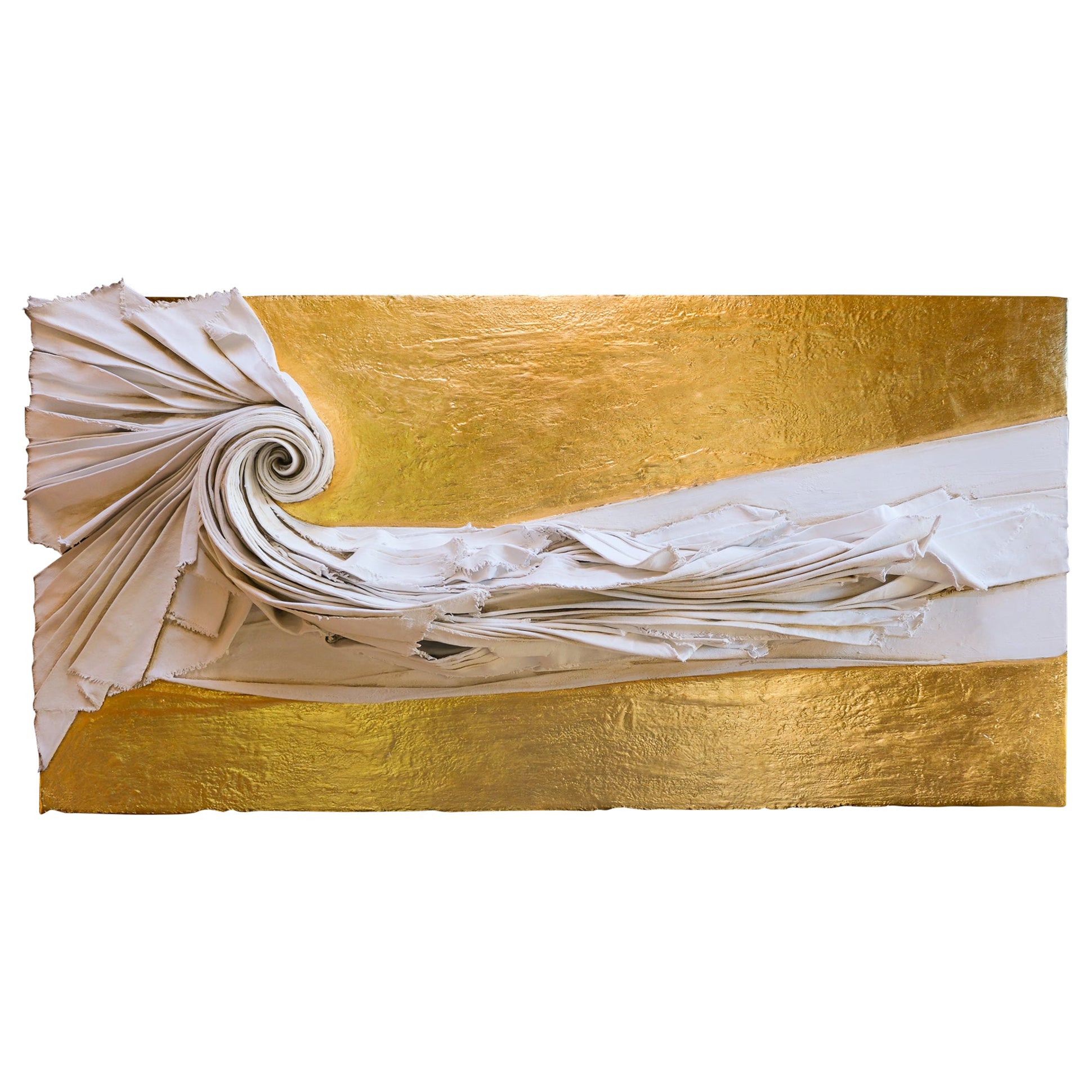 Toile sculpturale Icon VII avec feuille d'or 24 carats d'Elena Rousseau  en vente