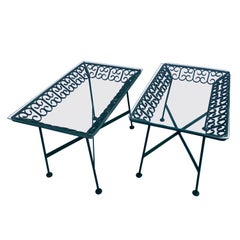 Retro Arthur Umanoff Iron and Glass Side Tables from the Grenada Collection