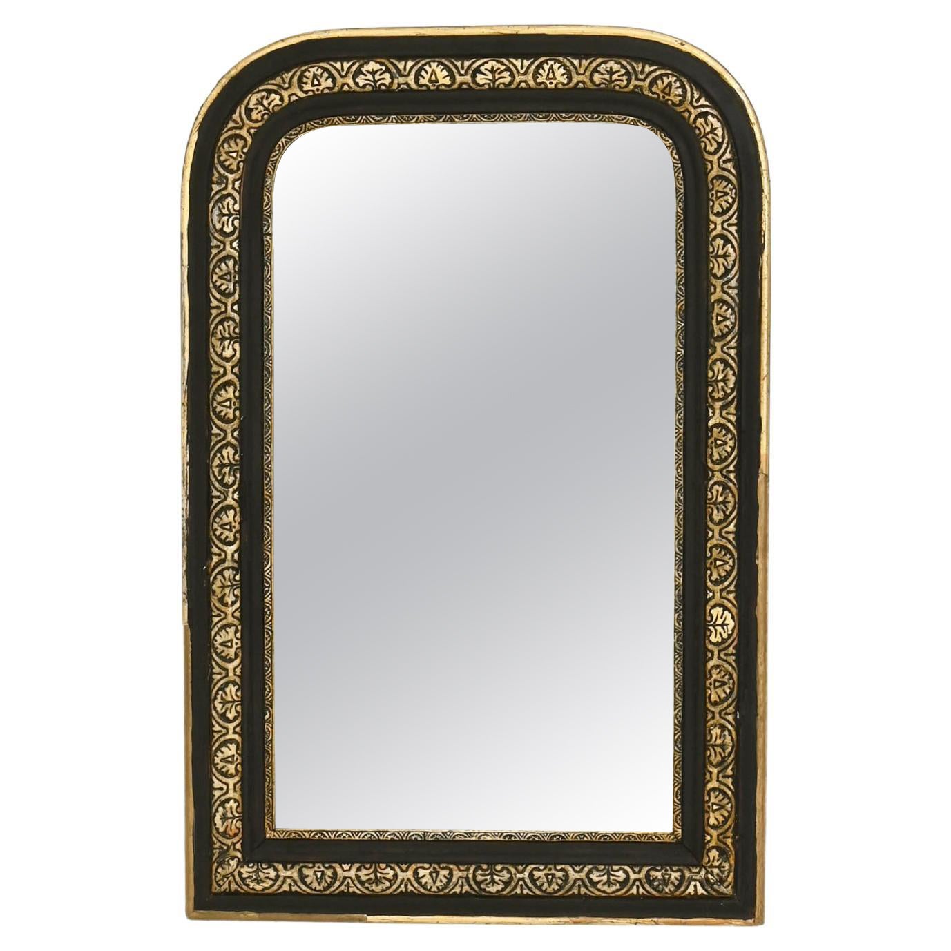 Antique Louis Phillipe Black Gilded Mirror