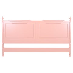 Vintage John Widdicomb French Regency Louis XVI Pink Lacquered King Size Headboard