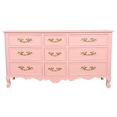 Used Kindel Furniture French Provincial Louis XV Pink Lacquered Dresser, Refinished
