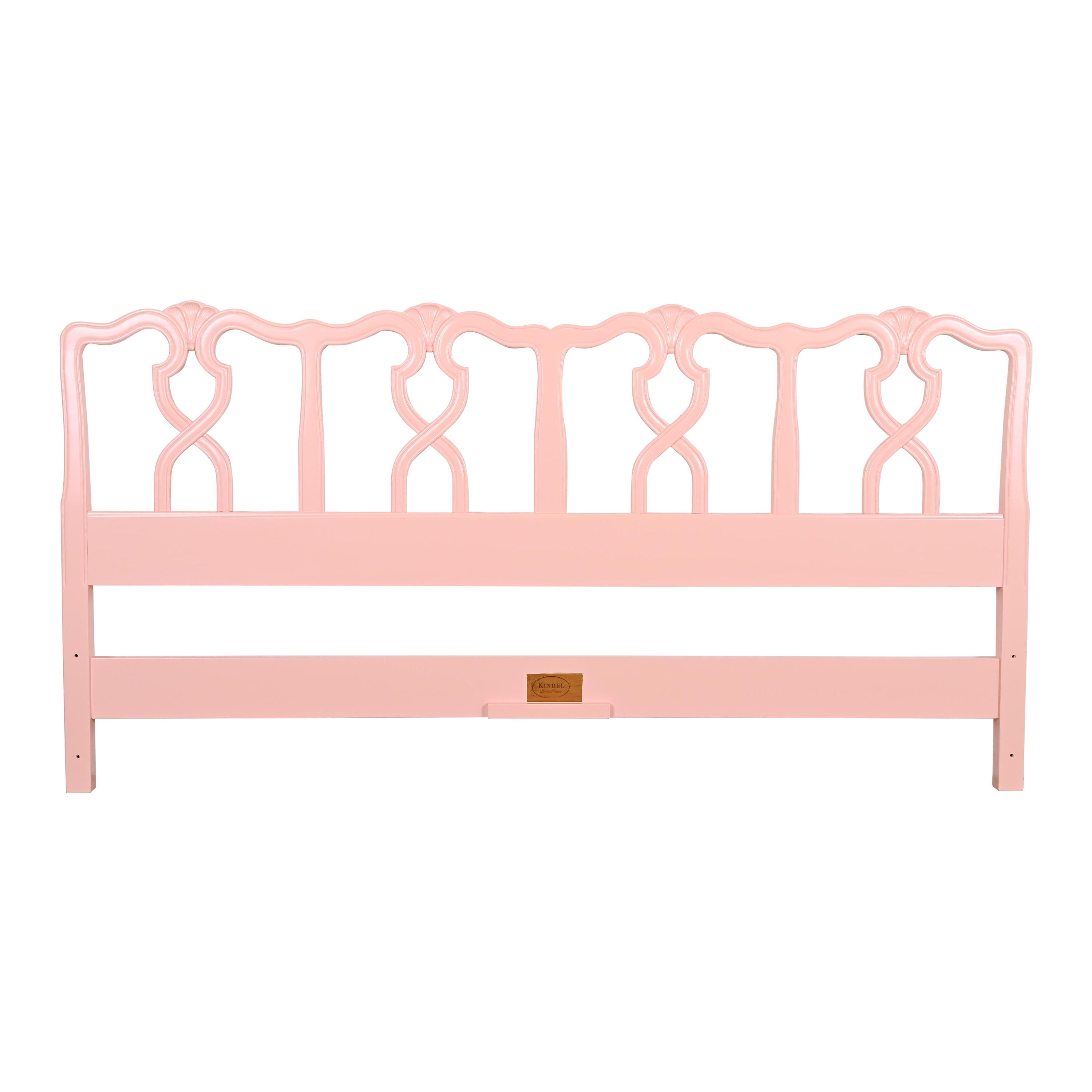 Kindel Furniture French Provincial Louis XV Pink Lacquered King Size Headboard For Sale