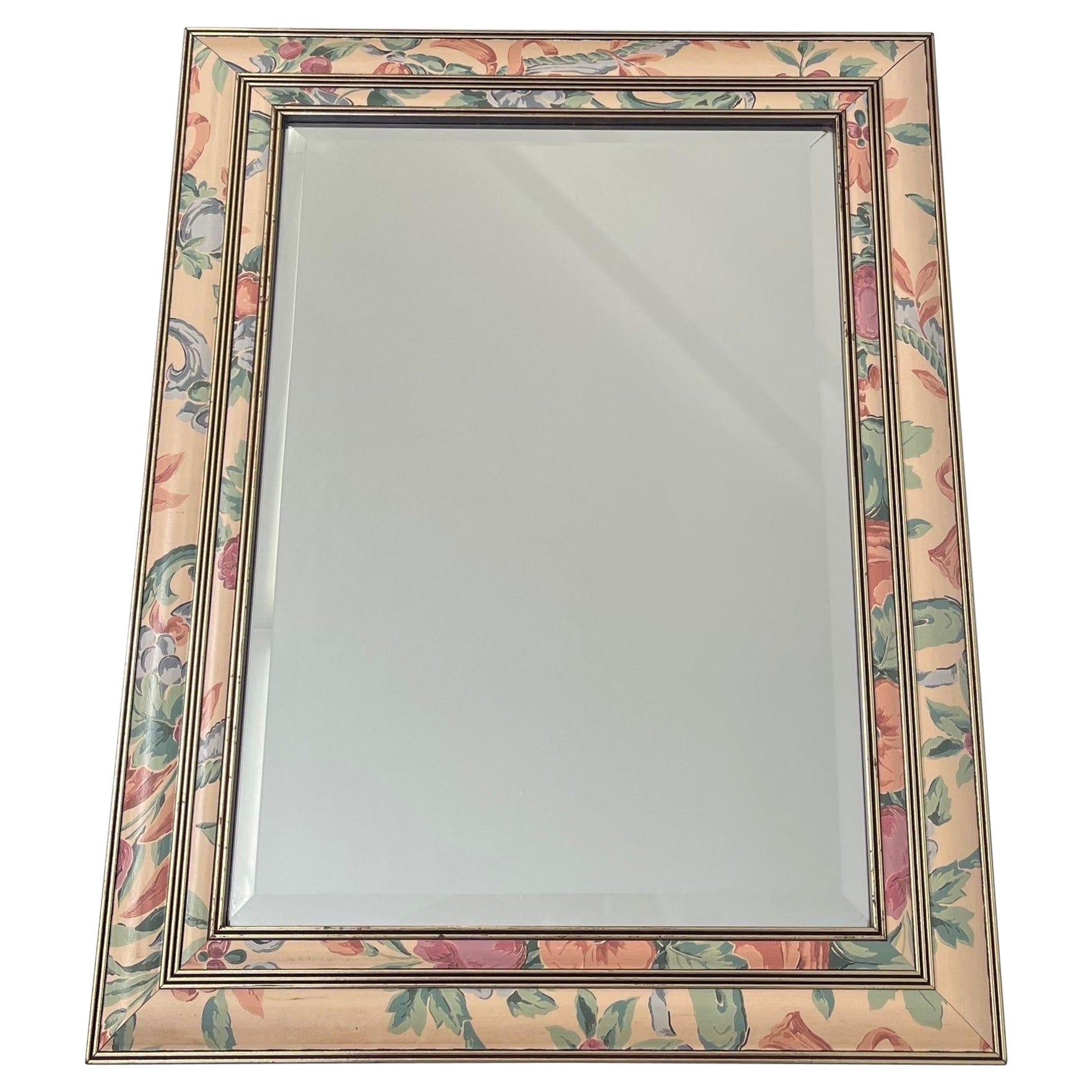 Vintage Mirror With Floral Frame. Made in Canada For Sale