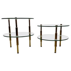 Two Tier Brass and Glass Top Occasional Table