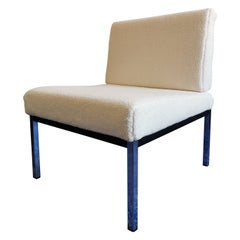 Vintage Fauteuil / Chauffeuse française refaite 100% neuf tissu bouclette