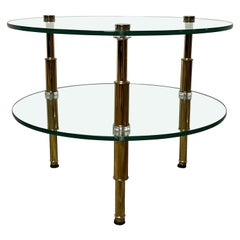 Two Tier Brass and Glass Top Occasional Table