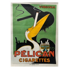 Pelican Cigarettes Original Advertising Vintage Poster, Circa 1920
