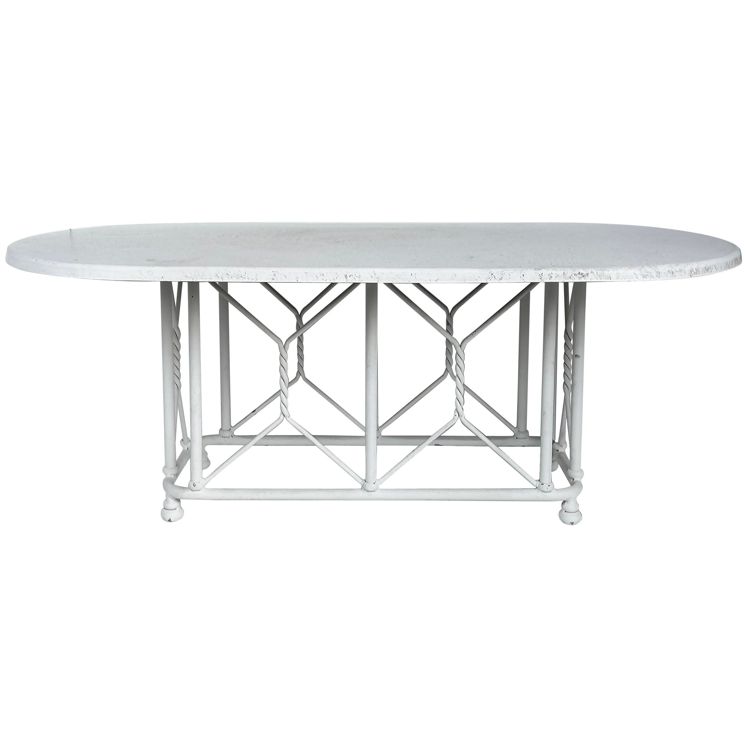 Aluminum and Fiberglass Garden or Patio Dining Table, Oval Racetrack  For Sale