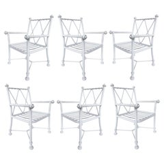 Vintage Painted Aluminum Garden Patio Dining Chairs- Set of 6,  Florida Estate