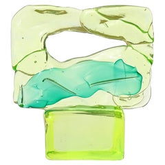 Salviati Gaspari Murano Uranium UV Green Italian Art Glass Abstract Sculpture