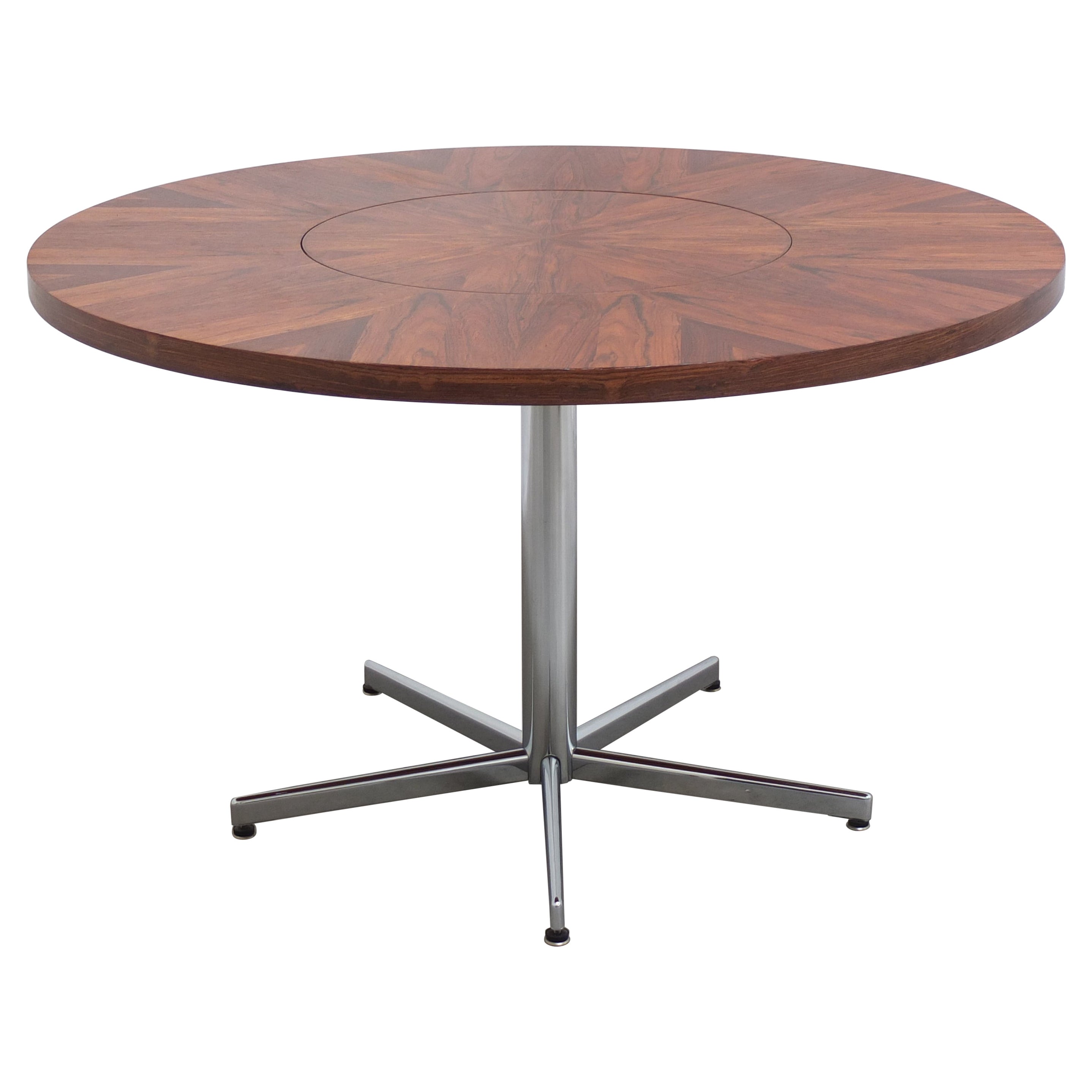 Round Rosewood Table with Rotating Center by EMÜ Germany, 1960s