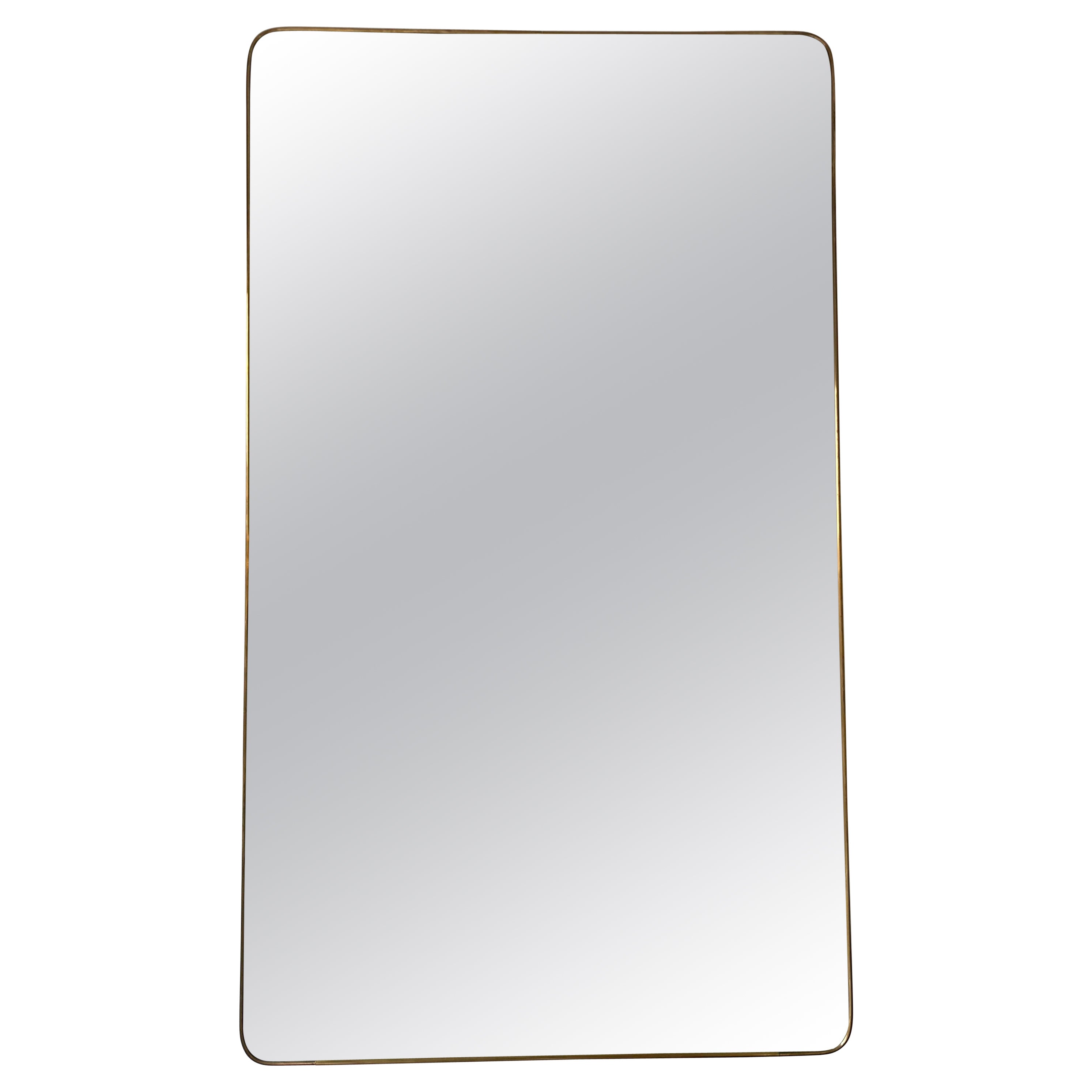 Extra Large Mid-Century Modern Brass Frame Mirror, Italy, 1950s For Sale
