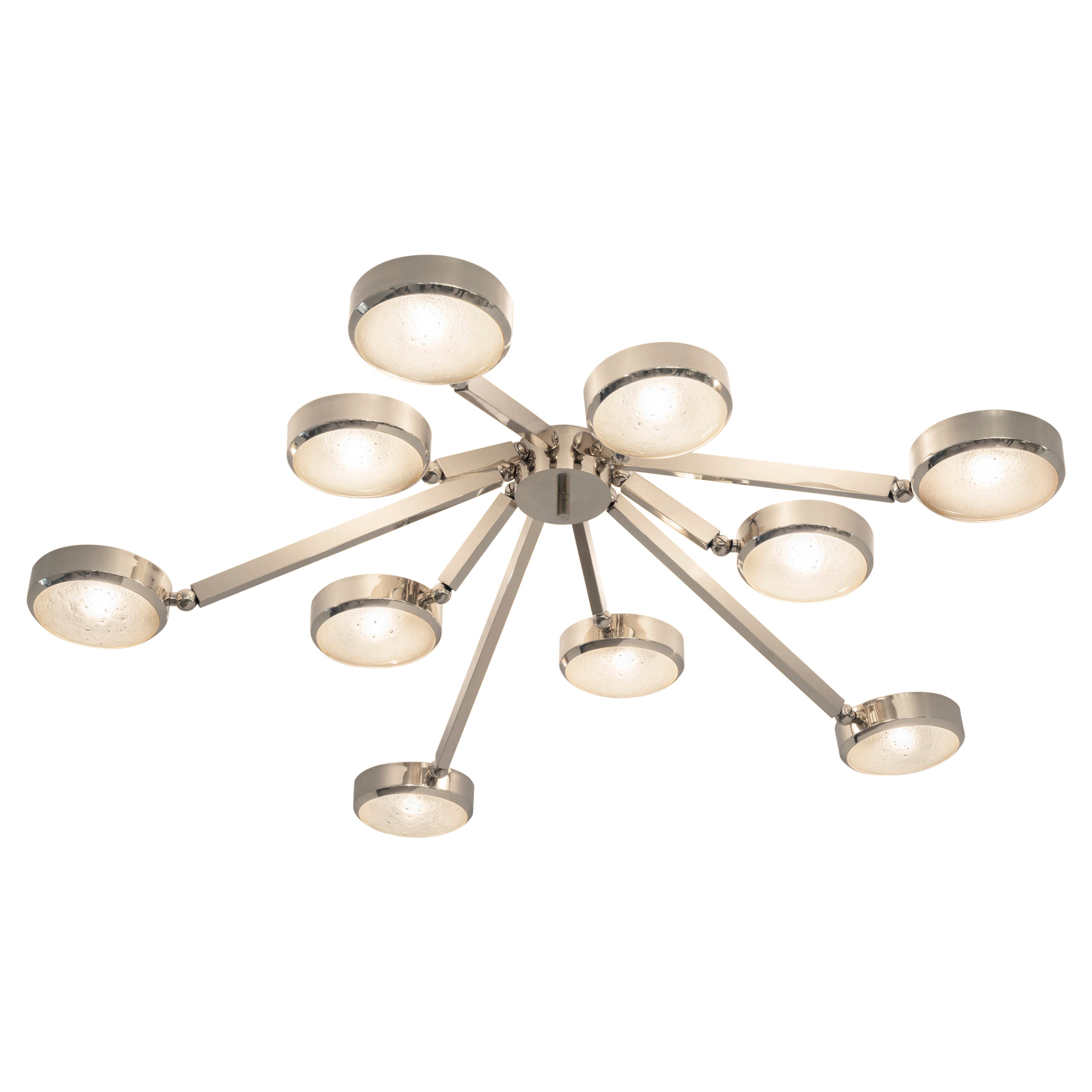 Oculus Ceiling Light by Gaspare Asaro-Murano Glass and Polished Nickel Finish For Sale