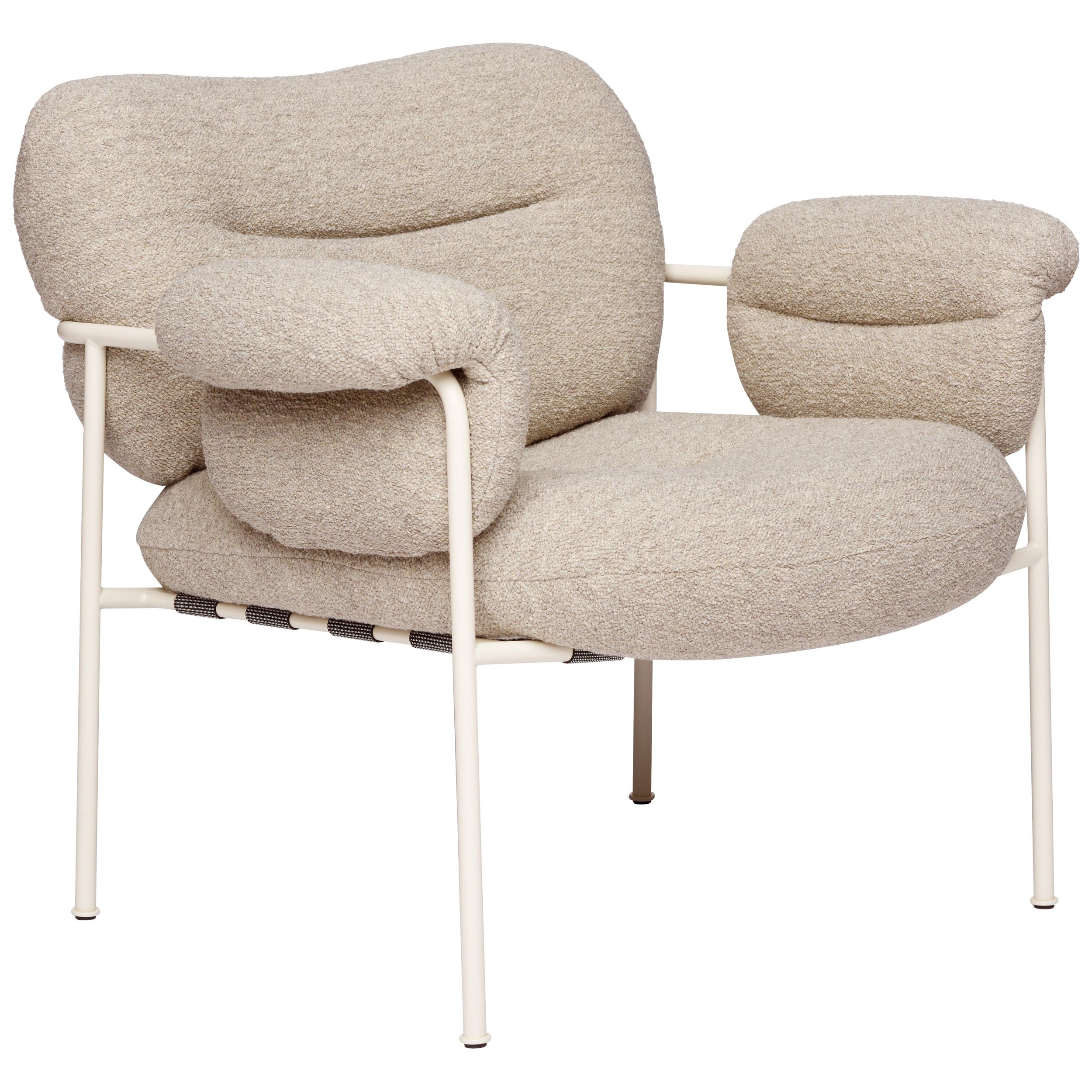 Bollo Armchair by Fogia, Barnum Sand 02, White Steel For Sale
