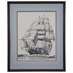 Retro The Clipper Cutty Sark Tea Ship Nautical Maritime Lithograph Print Fowler 26"