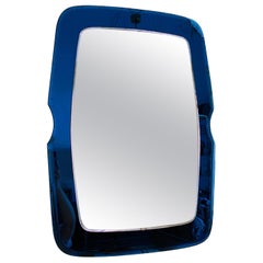 Italian Blue Cristal Arte wall Mirror, 1960s
