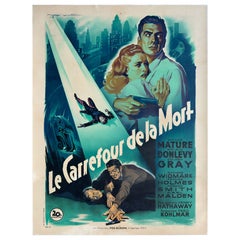 Vintage KISS OF DEATH 1947 French Grande Film Movie Poster, Style B, ROGER  SOUBIE
