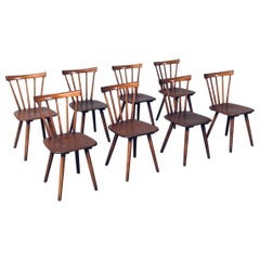 Midcentury Design Spindle Back Café 8 Chairs by Vervoort, Tilburg Netherlands