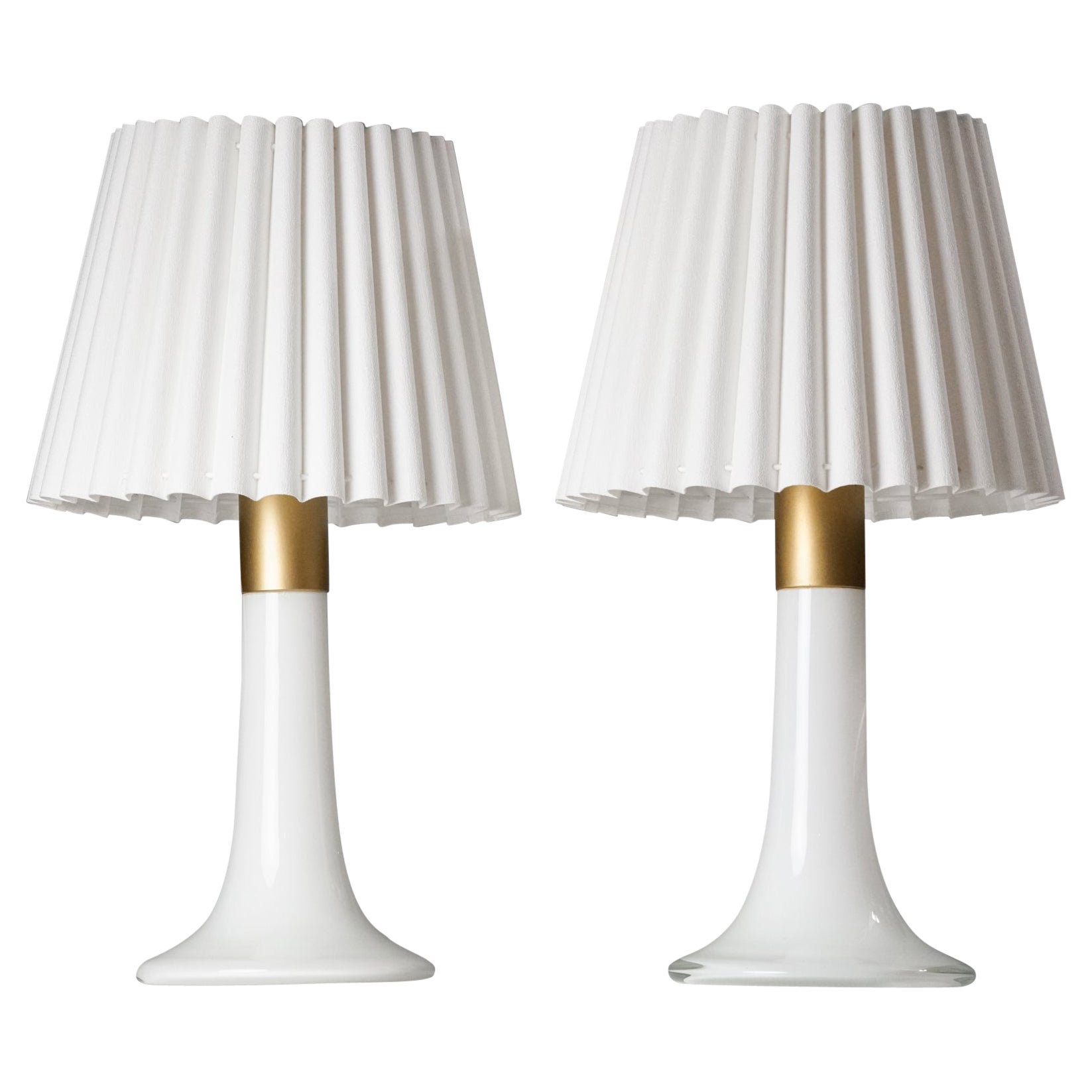 Set of Two Glass Table Lamps, Lisa Johansson-Pape, Orno Oy, 1960s  For Sale