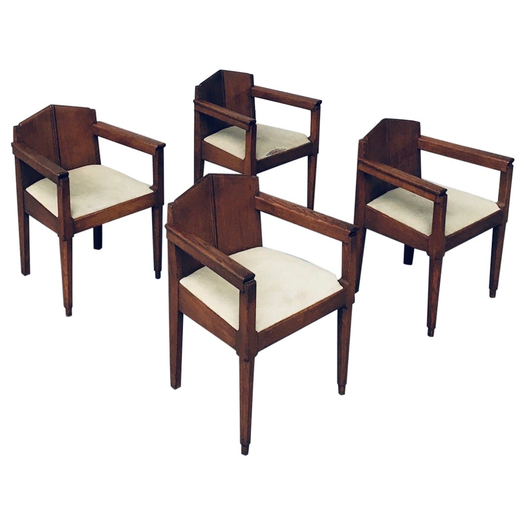 Ensemble de chaises de salle à manger de l'école d'Amsterdam Design Modernism des années 1910