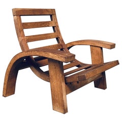 Postmodern Design Oak Adjustable Lounge Chair
