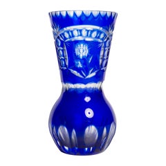 Vase vintage du milieu du siècle dernier en cristal bleu et transparent, Italie, années 1960