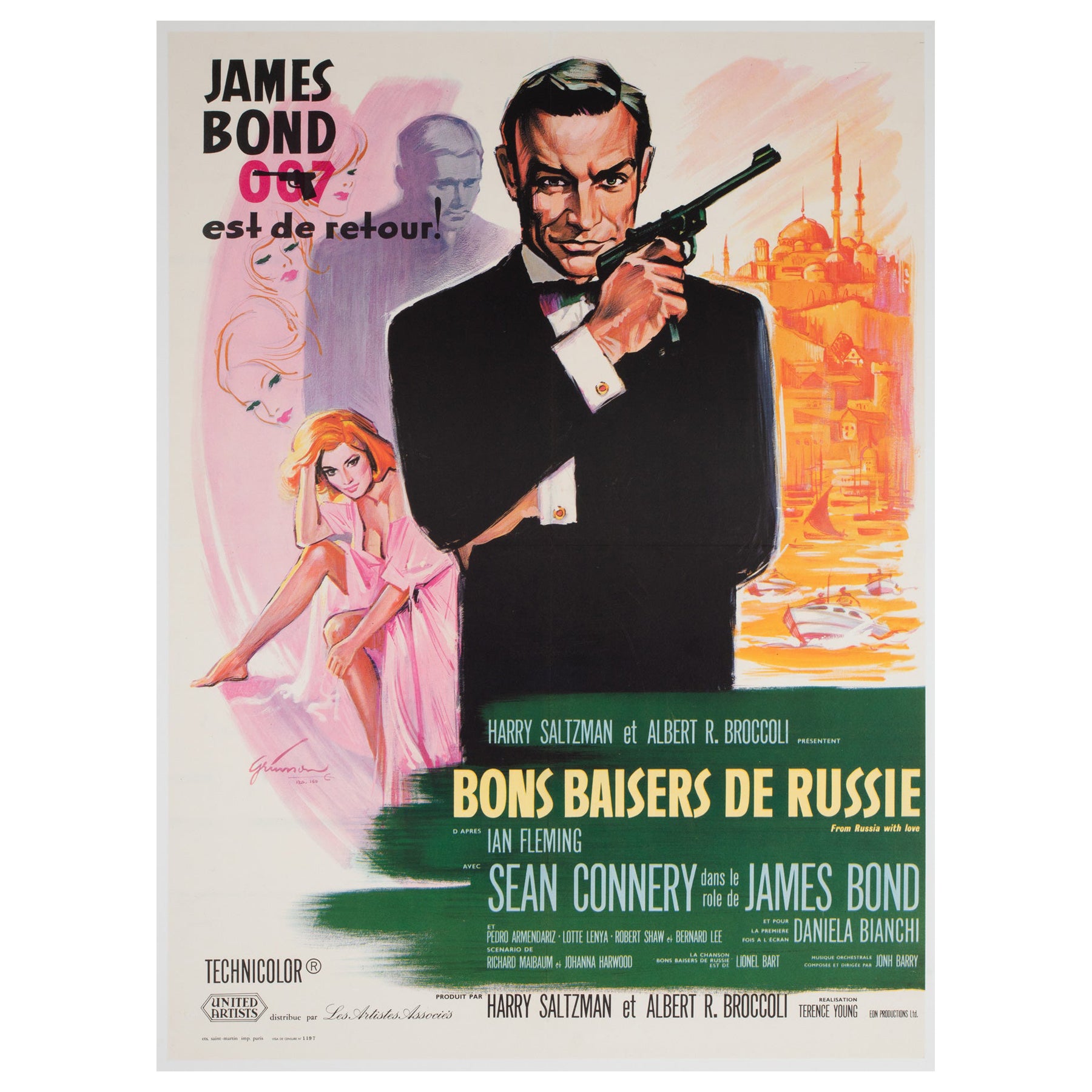 DE LA RUSSIE AVEC AMOUR  Affiche française du film Moyenne, BORIS GRINSSON, 1964
