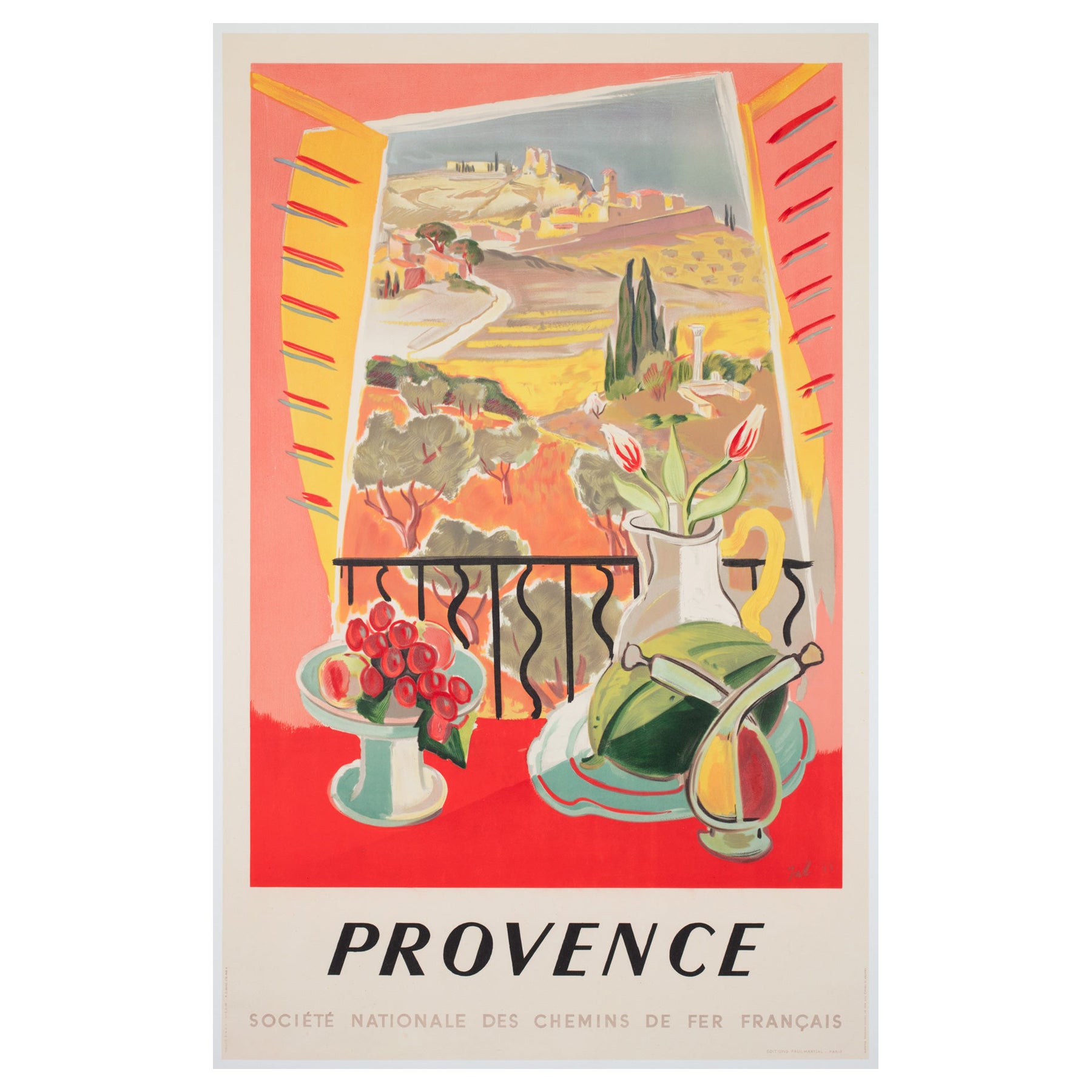 Provence 1945 SNCF French Railway Affiche publicitaire de voyage, JAL