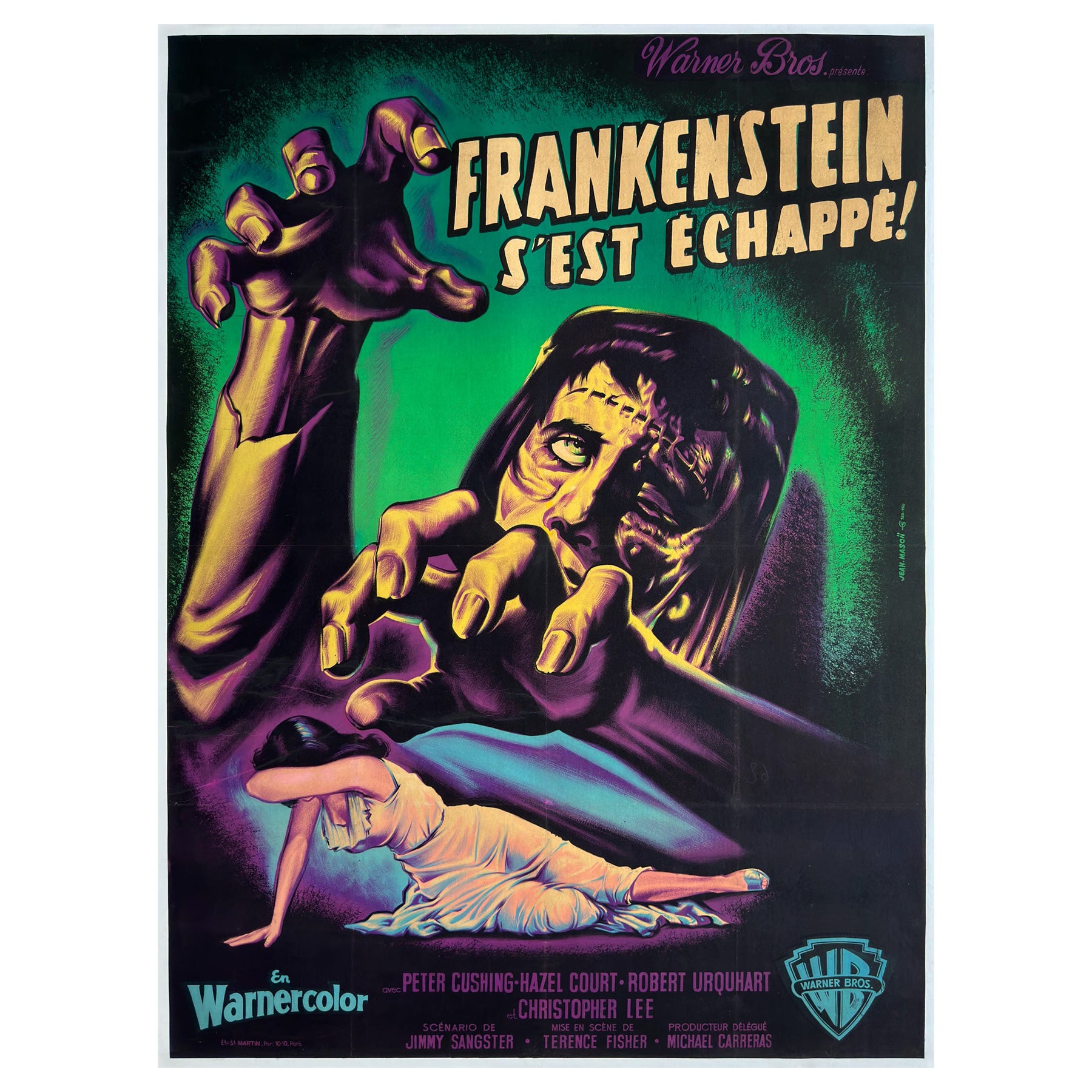 THE CURSE OF FRANKENSTEIN 1957 French Grande Film Movie Poster, JEAN MASCII For Sale