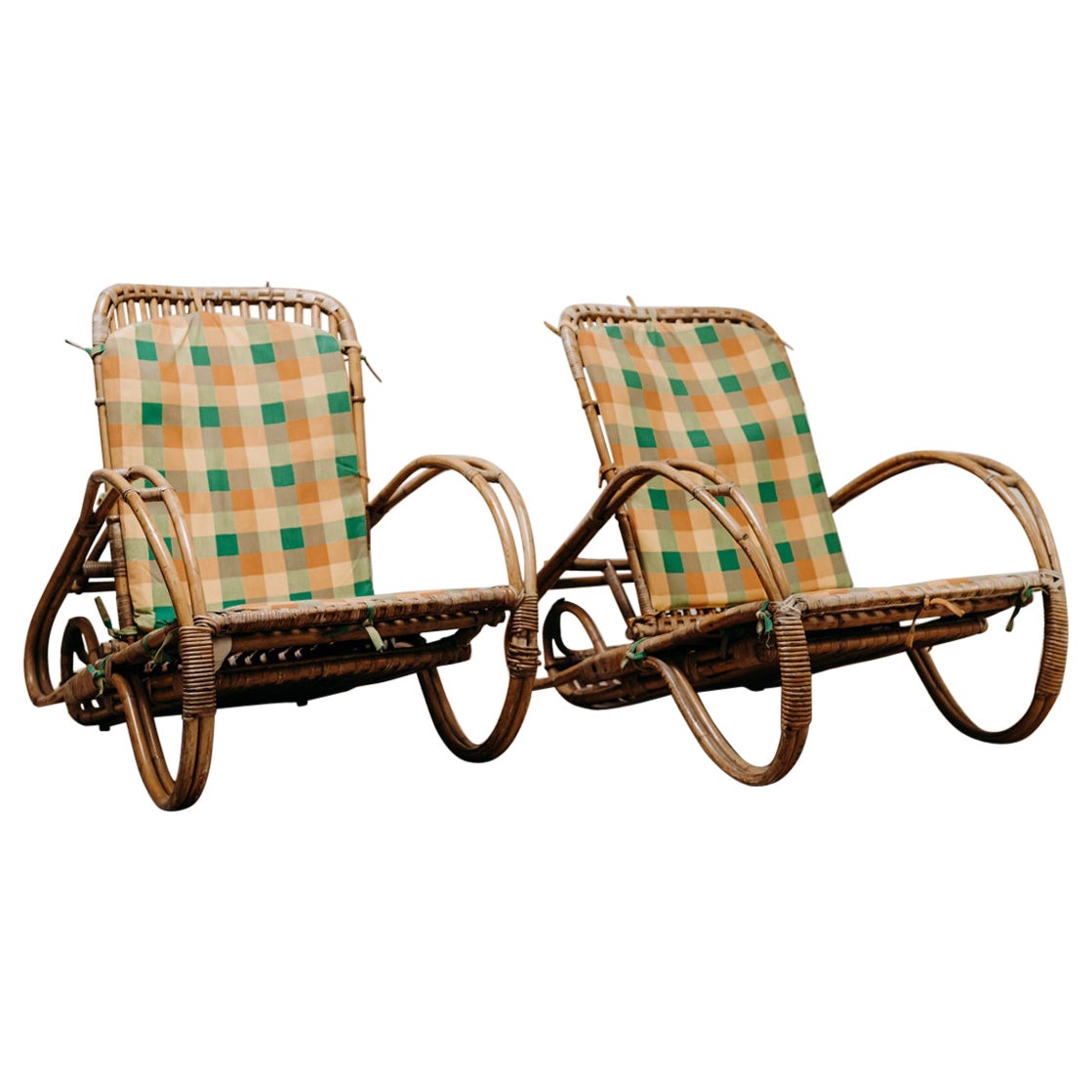 Paire de chaises en bambou des années 1950  en vente