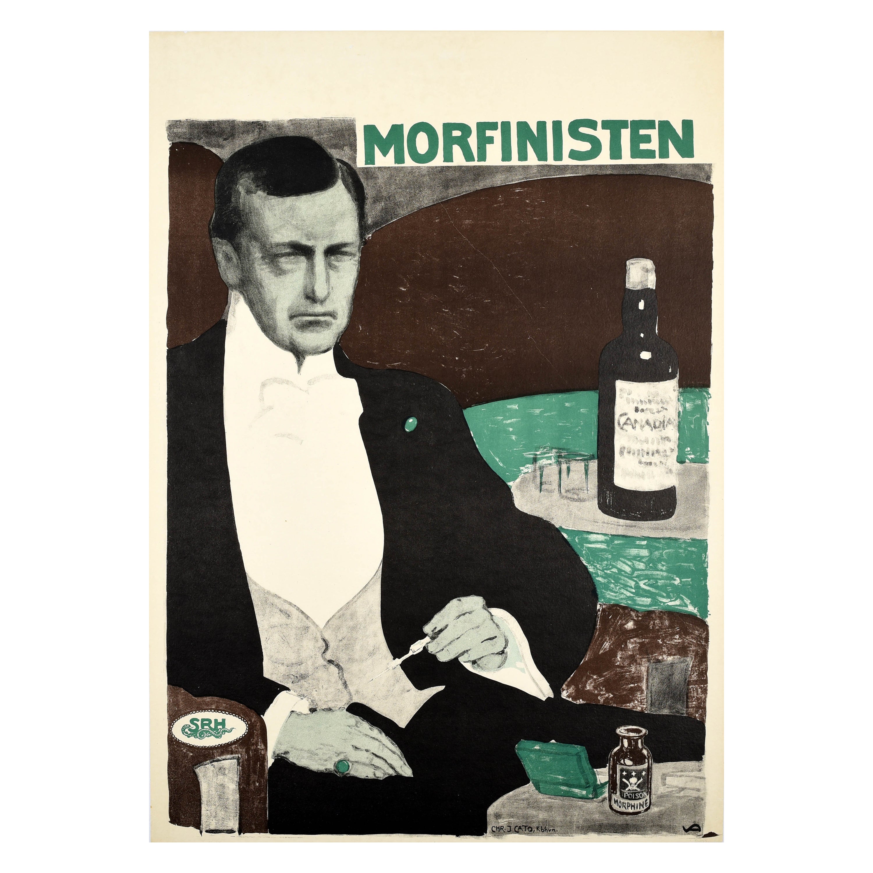 Original Antique Movie Poster Morfinisten The Morphine Takers Drug Addiction For Sale