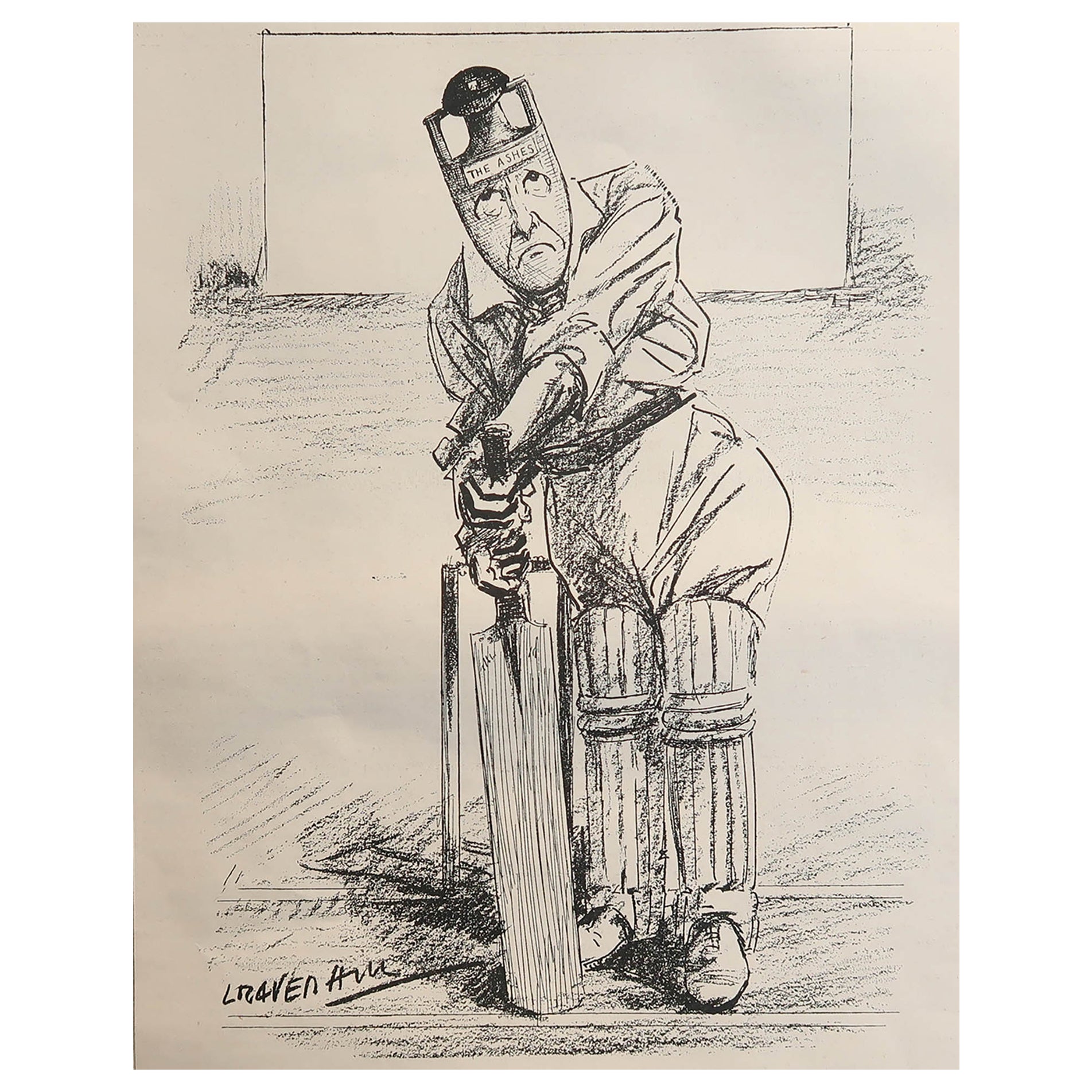 Impression originale d'un carton lié au criquet de cricket, 1934