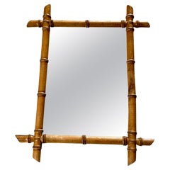 19th Century Faux Bamboo Wall Mirror, France 1890