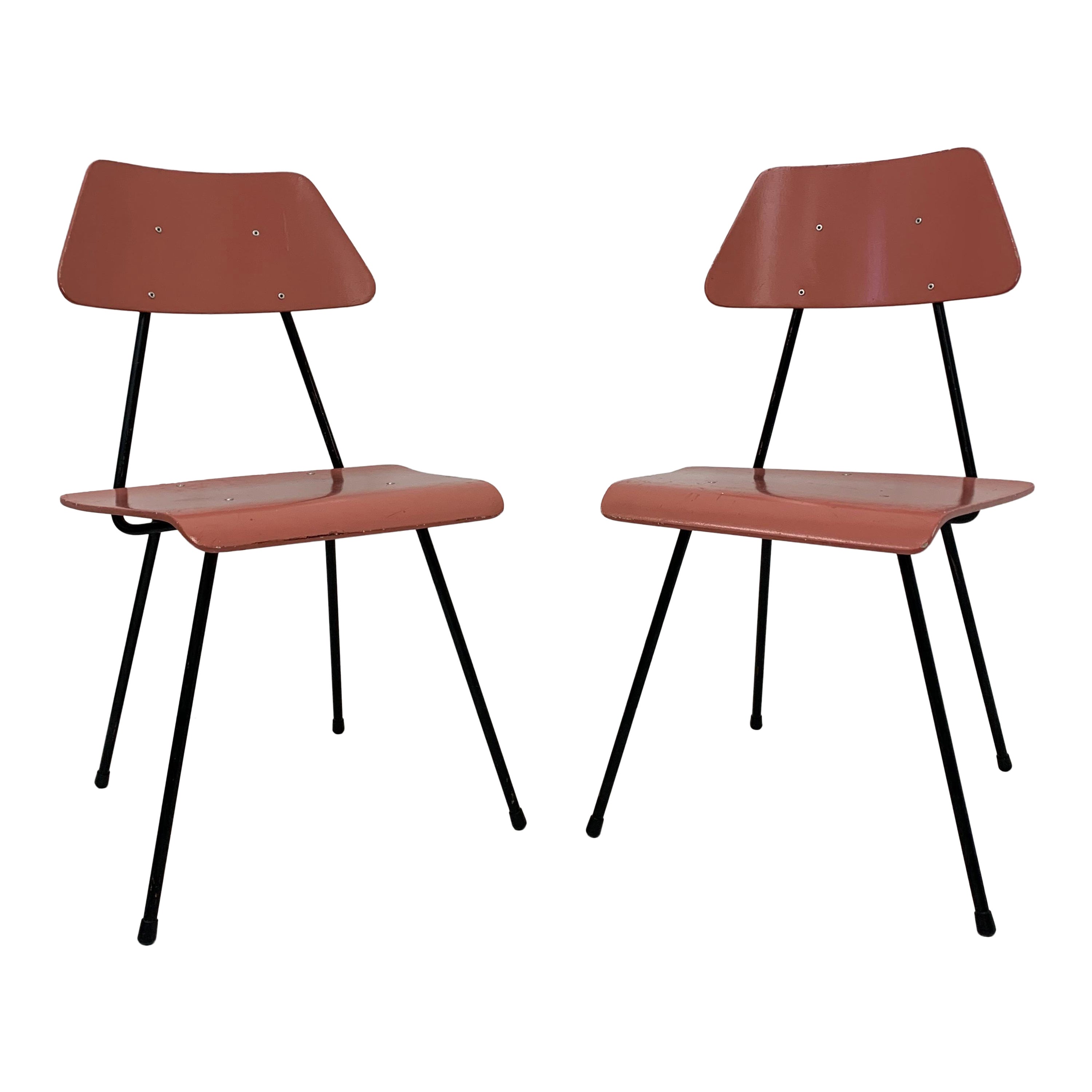 Set of 2 Mid-century rare Rudolf Wolf for Elsrijk wooden chairs , 1950’s vintage For Sale