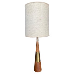 Mid-Century Modern Tony Paul Style Brass and Walnut Table Lamp