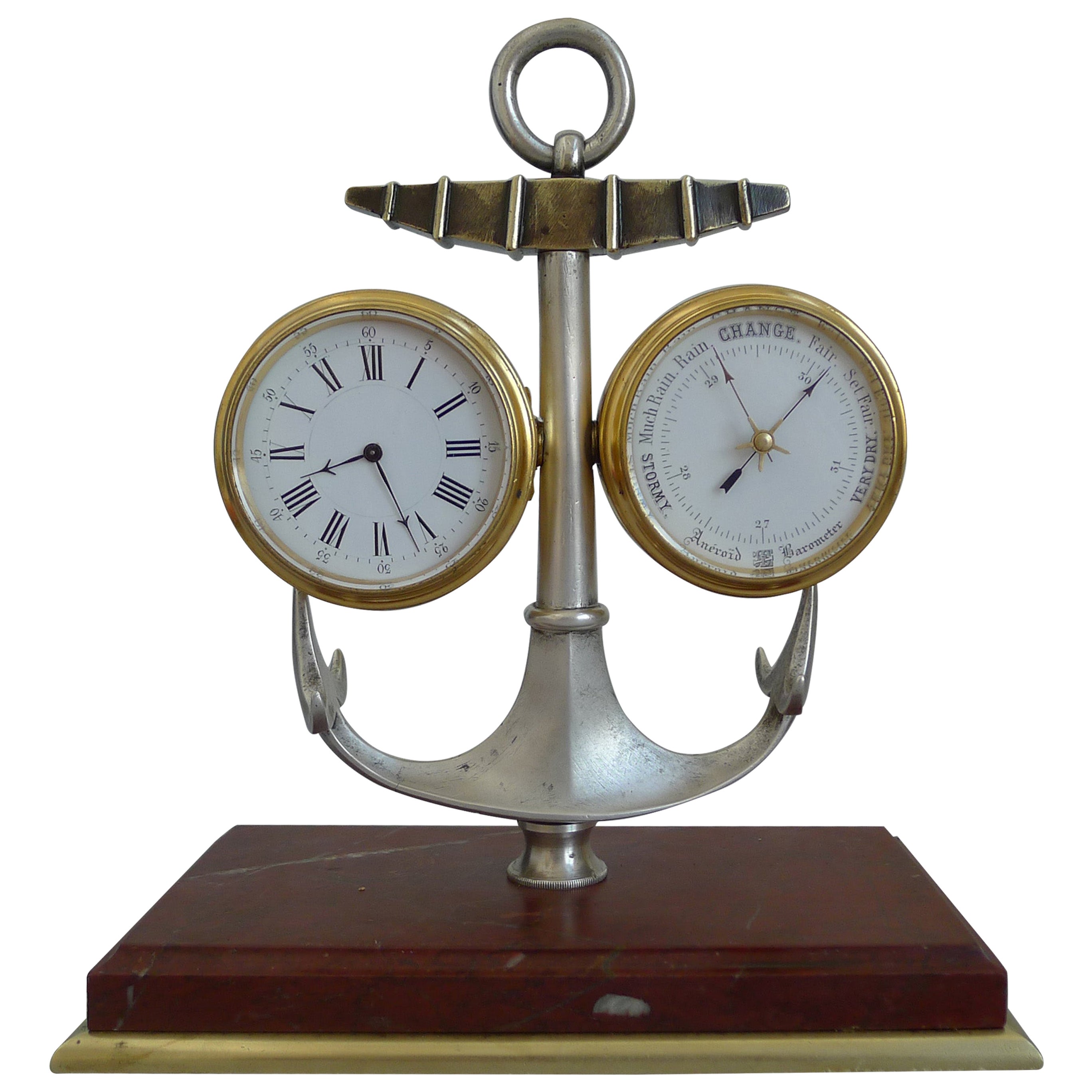  Kleiner Schreibtisch aus der Industrieserie Marine-Uhr, Barometer und Thermometer im Angebot