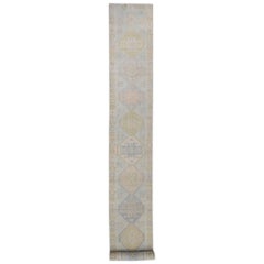 Handgewebter türkischer Oushak-Teppich aus Wolle 2'11"x 24'
